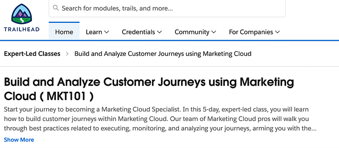 Become a Marketing Cloud Specialist with "Build and Analyze Customer Journeys using Marketing Cloud (MKT101)"